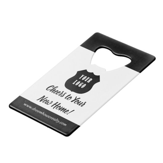 Einzigartiges Werbegeschenk für Real Anwesen Geldbeutel Flaschenöffner (Rückseite Schrägansicht)