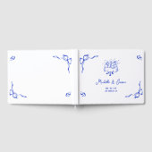 Einzigartiges Whimsical Blue Hand Drawing French B Gästebuch (Voll)