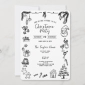 Einzigartiges Whimsical Hand Drawn Bow Weihnachtsf Einladung (Vorderseite)