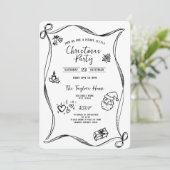 Einzigartiges Whimsical Hand Drawn Bow Weihnachtsf Einladung (Stehend Vorderseite)