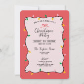 Einzigartiges Whimsical Hand Drawn Bow Weihnachtsf Einladung (Vorderseite)