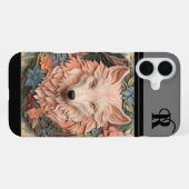 Einzigartiges Wolf- und Blumen-Monogramm iPhone Hülle (Rückseite (Horizontal))