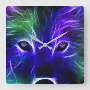 Einzigartiges WOLF / ZODIAC / GALAXY Design – Styl Quadratische Wanduhr