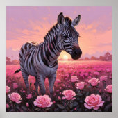Einzigartiges Zebra in rosa Rosenfeldanstrich Poster (Vorne)