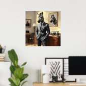 Einzigartiges Zebra mit Anzug im Zimmermalerei Poster (Heimbüro)