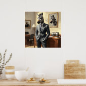 Einzigartiges Zebra mit Anzug im Zimmermalerei Poster (Küche)