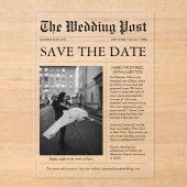 Einzigartiges Zeitungs-Foto Save the Date Acryleinladungen (Vorderseite)