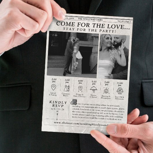 Einzigartiges Zeitungseinladungs-Foto Timeline Einladung