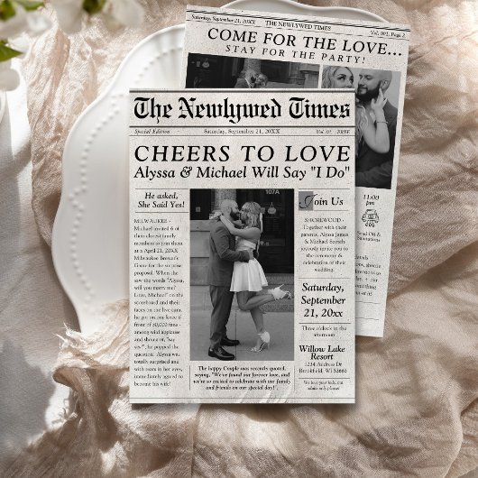 Einzigartiges Zeitungseinladungs-Foto Timeline Einladung