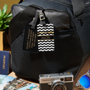 Einzigartiges Zickzack Muster Monogramm Gepäckanhänger