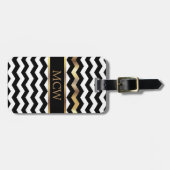 Einzigartiges Zickzack Muster | Monogramm Gepäckanhänger (Vorderseite horizontal)