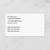 Einzigartigste Plumber Business Cards Design Visitenkarte (Rückseite)