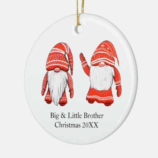 Einzige Christmas Gnome big & little brother Keramik Ornament (Links)