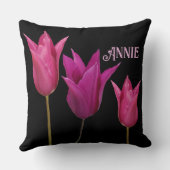 Einziger Name Annie hübsch rosa tulips floral Kissen (Rückseite)