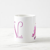 Einziger Name Nicole pink floral monogramm Kaffeetasse (Mittel)