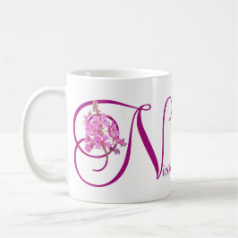Einziger Name Nicole pink floral monogramm Kaffeetasse
