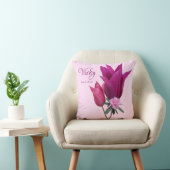 Einziger Name Vicky hübsch rosafarbene Tulpen Blum Kissen (Stuhl )