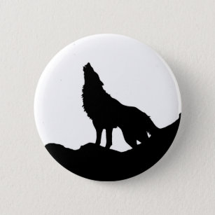 Einziger Wolf stehend auf einem Hügel Button