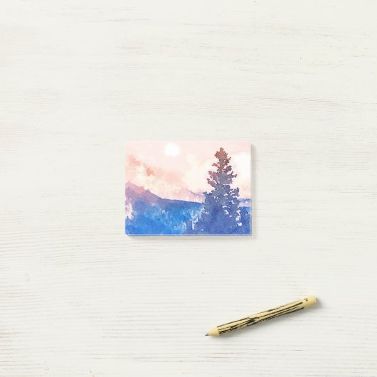 Einziges Baum-Aquarell Post-it Klebezettel (Auf Schreibtisch)