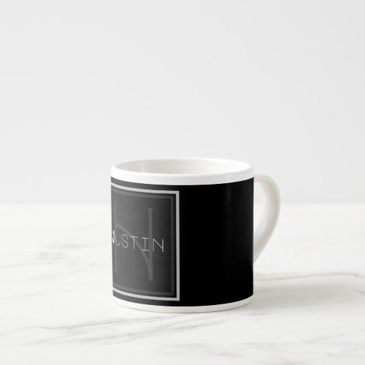 Einziges Grau-Monogramm Espressotasse (Vorderseite Rechts)