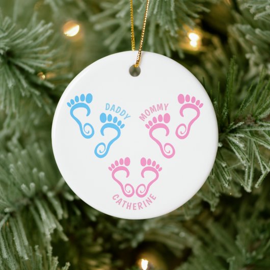 Einziges Kind Tochter Fußspuren Keramik Ornament (Baum)