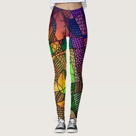 Einzigfarbige Geometrie Abstrakt, verrückt Cool Leggings (Vorderseite)