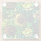 Einzigfarbige Vintage Blumendrucke Glasuntersetzer (Rückseite)