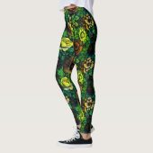 Einzigfarbige Vintage Blumendrucke Leggings (Links)