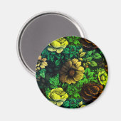 Einzigfarbige Vintage Blumendrucke Magnet (Vorderseite/Rückseite)