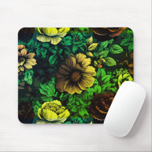 Einzigfarbige Vintage Blumendrucke Mousepad
