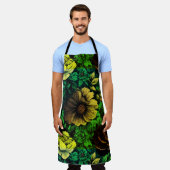 Einzigfarbige Vintage Blumendrucke Schürze (Getragen)