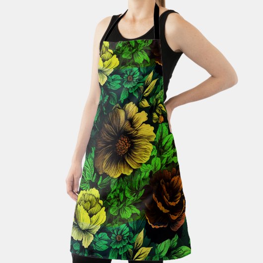 Einzigfarbige Vintage Blumendrucke Schürze (InSitu)