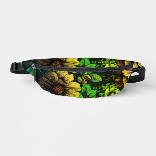 Einzigfarbige Vintage grüne Blumendrucke Bauchtasche
