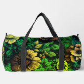 Einzigfarbige Vintage grüne Blumendrucke Duffle Bag (Vorderseite)