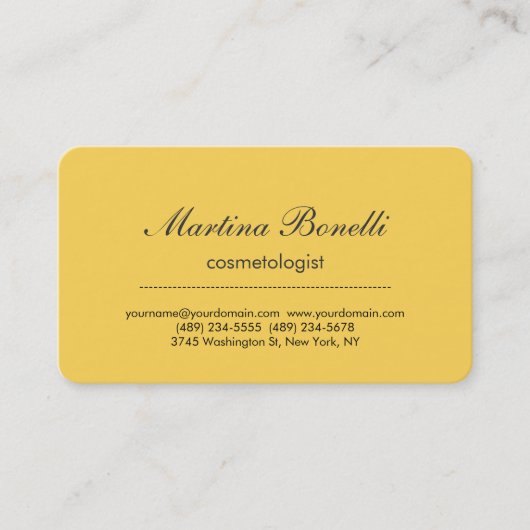 Einziggelbe moderne minimalistische schlicht visitenkarte (Vorderseite)