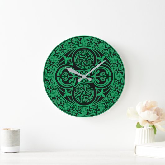 Eire Celtic Irish Ambigram Große Wanduhr (Zuhause)