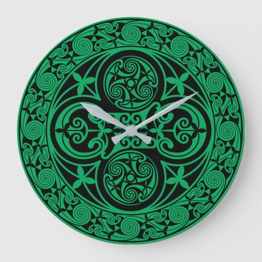 Eire Celtic Irish Ambigram Große Wanduhr (Vorderseite)