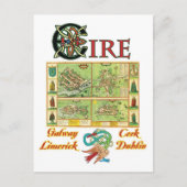 Eire Cities Map Postkarte (Vorderseite)