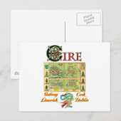 Eire Cities Map Postkarte (Vorne/Hinten)