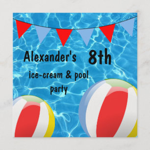 Eis 8. Eis-Cream & Pool-Party Einladung
