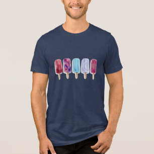 Eis am Stiel Aquarellmalerei kunstvolle Sommerstim Tri-Blend Shirt