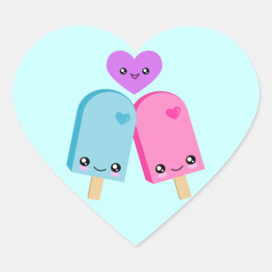Eis am Stiel Süße Kawaii Herz Aufkleber