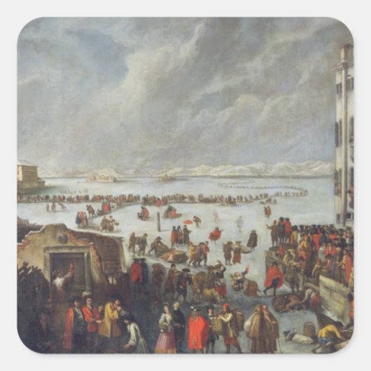 Eis an der Lagune Quadratischer Aufkleber (Vorderseite)