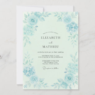 Eis-Aqua-Laub-Eukalyptus-Hochzeit Einladung
