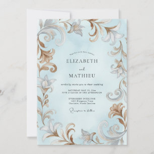 Eis Barock Akanthus Eukalyptus Hochzeit Einladung