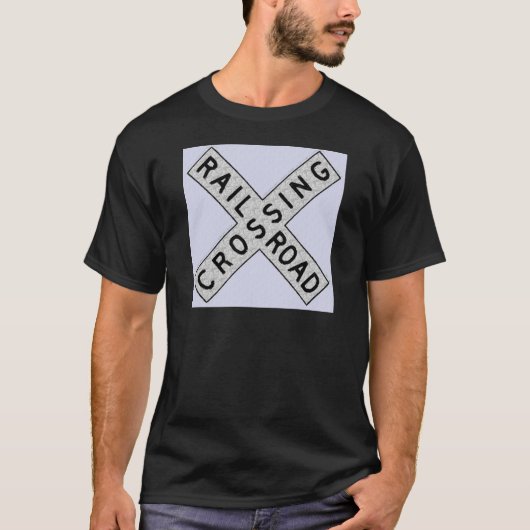 Eis-Blau-Bahnübergang Zeichen- T-Shirt (Vorderseite)