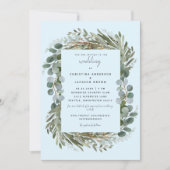 Eis Blue Eucalyptus Botanical Wedding Einladung (Vorderseite)