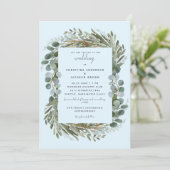 Eis Blue Eucalyptus Botanical Wedding Einladung (Stehend Vorderseite)