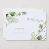 Eis Blue Eucalyptus Gold Text Brautparty Einladung (Vorderseite)