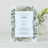 Eis Blue Eucalyptus Wedding Two Venue Einladung (Stehend Vorderseite)